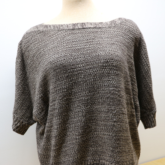 AGB Womans Brown Boat Neck Short Sleeve Sweater XL